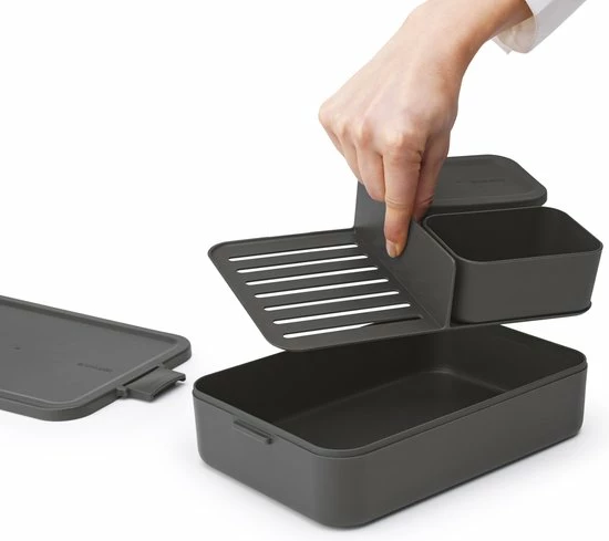 Brabantia Make & Take Bento Lunchbox - Large - Kunststof - Dark Grey 15 Brabantia Make & Take Bento Lunchbox - Large - Kunststof - Dark Grey - Afbeelding 15