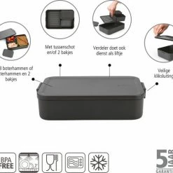Brabantia Make & Take Bento Lunchbox - Large - Kunststof - Dark Grey 21 Brabantia Make & Take Bento Lunchbox - Large - Kunststof - Dark Grey -SolisVac Plus Shop 550x490 2