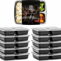 Meal Prep Bakjes - 10 Stuks - 3 Compartimenten - Lunchbox - Diepvriesbakjes - Vershoudbakjes - Plastic Bakjes Met Deksel - Magnetron Bakjes Met Deksel - Meal Prep - Vershouddoos - 1L - BPA Vrij – Fitcrafters
