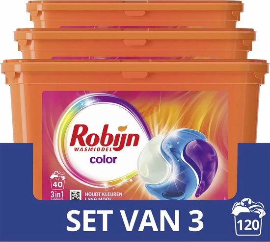 Robijn Wascapsules 3-in-1 Color 3 X 40 Stuks 4 Robijn Wascapsules 3-in-1 Color 3 X 40 Stuks - Afbeelding 4