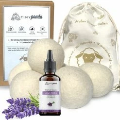Droger Ballen XL 6 Stuks Inclusief Lavendelolie – Zero Waste Dryer Balls - Duurzaam – Wasverzachter – Herbruikbare Drogerballen – Droogt De Was Sneller – Tiny Panda