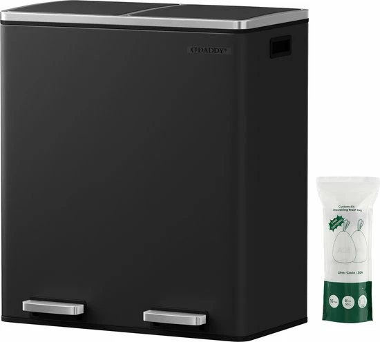 O'DADDY® Prullenbak Afvalscheiding - Vuilnisbak 60L (2x 30L) - 59 X 65 X 32 Cm - Zwart 10 O'DADDY® Prullenbak Afvalscheiding - Vuilnisbak 60L (2x 30L) - 59 X 65 X 32 Cm - Zwart - Afbeelding 10