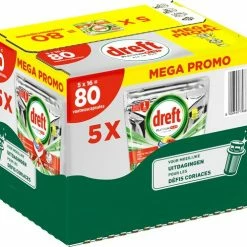 Dreft Platinum Plus All In One - Vaatwastabletten - Citroen - Voordeelverpakking 5 X 16 Stuks