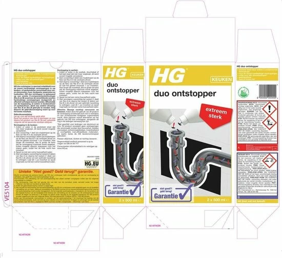 HG Duo Ontstopper - 2x 500ml - De NR1 Ontstopper - Voor Extreme Verstoppingen - Gegarandeerd Resultaat 4 HG Duo Ontstopper - 2x 500ml - De NR1 Ontstopper - Voor Extreme Verstoppingen - Gegarandeerd Resultaat - Afbeelding 4