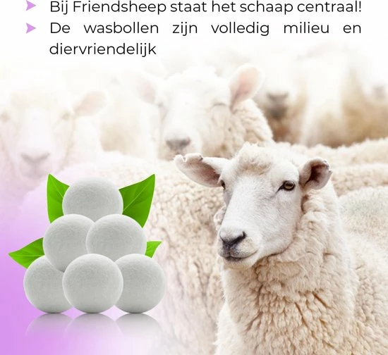 Friendsheep Nieuw Zeelands Herbruikbare Wollen Drogerballen - Wasbollen - Schaapswol -Duurzame Wasballen - 6 Stuks 6 Friendsheep Nieuw Zeelands Herbruikbare Wollen Drogerballen - Wasbollen - Schaapswol -Duurzame Wasballen - 6 Stuks - Afbeelding 6