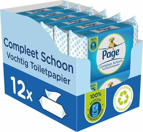 Page Vochtig Toiletpapier - 12 X 38 Stuks - Compleet Schoon Vochtig Wc Papier - Voordeelverpakking 3 Page Vochtig Toiletpapier - 12 X 38 Stuks - Compleet Schoon Vochtig Wc Papier - Voordeelverpakking - Afbeelding 3