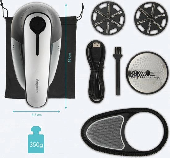 LifeGoods Elektrische Pluizenverwijderaar - Draadloos - 2 Extra Opzetstukken - Zwart 6 LifeGoods Elektrische Pluizenverwijderaar - Draadloos - 2 Extra Opzetstukken - Zwart - Afbeelding 6