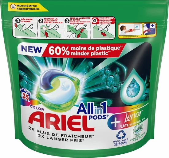 Ariel All In 1 Wasmiddel Pods Kleur + Lenor Unstoppables - 35 Wasbeurten 1 Ariel All In 1 Wasmiddel Pods Kleur + Lenor Unstoppables - 35 Wasbeurten