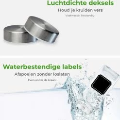 Soothe 24 Glazen Kruidenpotjes Set Met 2 Soorten Strooideksels – Kruidenstrooier – Compleet Pakket Incl Kruidenpotjes Stickers, Krijtstift En Accessoires -SolisVac Plus Shop 550x521 2