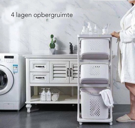 Sens Design Wassorteerder – Wasmand Met 3 Vakken - Op Wieltjes 7 Sens Design Wassorteerder – Wasmand Met 3 Vakken - Op Wieltjes - Afbeelding 7