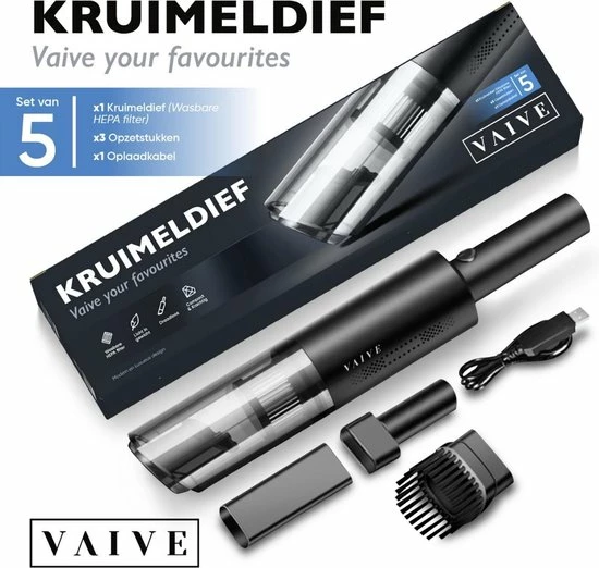 VAIVE Kruimelzuiger Snoerloos - Incl. Opzetstukken - Modern - Handstofzuiger 7 VAIVE Kruimelzuiger Snoerloos - Incl. Opzetstukken - Modern - Handstofzuiger - Afbeelding 7