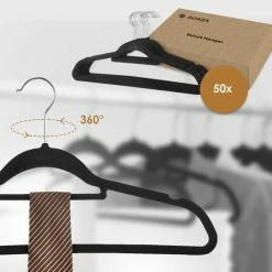 ACAZA - 50 Anti-slip Kleerhangers - Ultra-dunne Kledinghangers Met Fluweel - Kapstokken - Zwart 14 ACAZA - 50 Anti-slip Kleerhangers - Ultra-dunne Kledinghangers Met Fluweel - Kapstokken - Zwart -SolisVac Plus Shop 550x526 10