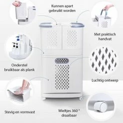 Sens Design Wasmanden Met Deksel - Wassorteerder 3 Vakken Op Wieltjes 24 Sens Design Wasmanden Met Deksel - Wassorteerder 3 Vakken Op Wieltjes -SolisVac Plus Shop 550x528 7