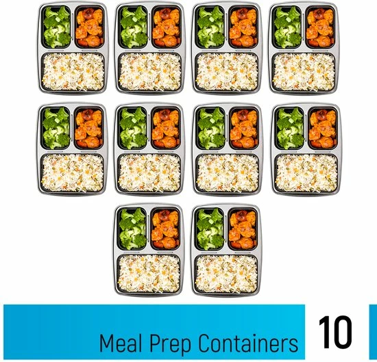 Meal Prep Bakjes - 10 Stuks - 3 Compartimenten - Lunchbox - Diepvriesbakjes - Vershoudbakjes - Plastic Bakjes Met Deksel - Magnetron Bakjes Met Deksel - Meal Prep - Vershouddoos - 1L - BPA Vrij – Fitcrafters 9 Meal Prep Bakjes - 10 Stuks - 3 Compartimenten - Lunchbox - Diepvriesbakjes - Vershoudbakjes - Plastic Bakjes Met Deksel - Magnetron Bakjes Met Deksel - Meal Prep - Vershouddoos - 1L - BPA Vrij – Fitcrafters - Afbeelding 9