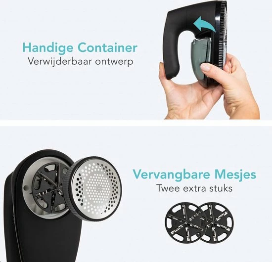 LifeGoods Elektrische Pluizenverwijderaar - Draadloos - 2 Extra Opzetstukken - Zwart 3 LifeGoods Elektrische Pluizenverwijderaar - Draadloos - 2 Extra Opzetstukken - Zwart - Afbeelding 3