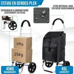 Strex Boodschappentrolley Met Wielen - Opvouwbaar - Afneembare Boodschappentas - Boodschappenwagen 13 Strex Boodschappentrolley Met Wielen - Opvouwbaar - Afneembare Boodschappentas - Boodschappenwagen -SolisVac Plus Shop 550x530 6