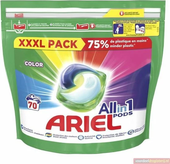 Ariel All-in-1 Pods - Color - 70 Stuks / Wasbeurten - XXXL Pack 4 Ariel All-in-1 Pods - Color - 70 Stuks / Wasbeurten - XXXL Pack - Afbeelding 4