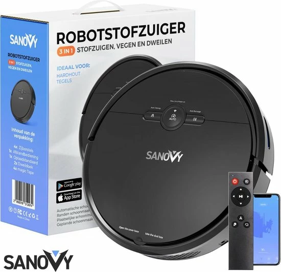 Sanovy 3 In 1 Robotstofzuiger Met Dweilfunctie - 1800 PA- Automatische Laadstation - Dweilrobot – App 10 Sanovy 3 In 1 Robotstofzuiger Met Dweilfunctie - 1800 PA- Automatische Laadstation - Dweilrobot – App - Afbeelding 10