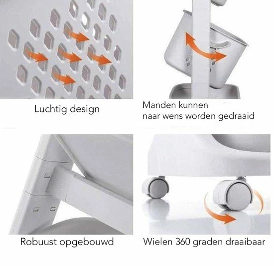 Sens Design Wassorteerder – Wasmand Met 3 Vakken - Op Wieltjes 3 Sens Design Wassorteerder – Wasmand Met 3 Vakken - Op Wieltjes - Afbeelding 3