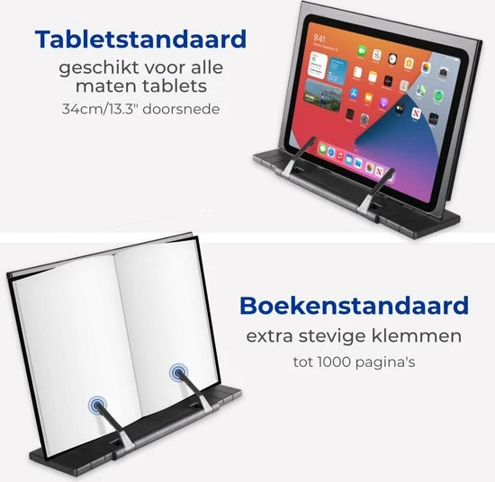 Soothe 7-Traps Verstelbare Boekenstandaard – Kookboekstandaard – Boekenhouder – Tablethouder – Documentenhouder – Zwart Metaal 2 Soothe 7-Traps Verstelbare Boekenstandaard – Kookboekstandaard – Boekenhouder – Tablethouder – Documentenhouder – Zwart Metaal - Afbeelding 2