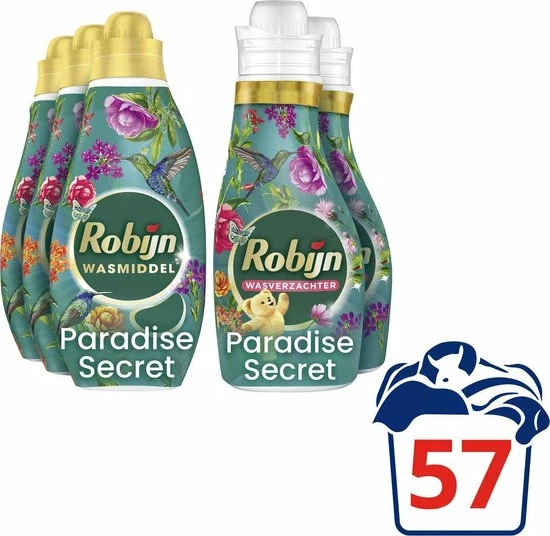 Robijn Paradise Secret Wasmiddel En Wasverzachter - 57 Wasbeurten - Voordeelverpakking 3 Robijn Paradise Secret Wasmiddel En Wasverzachter - 57 Wasbeurten - Voordeelverpakking - Afbeelding 3