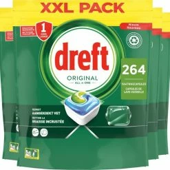 Dreft Original All In One Vaatwastabletten - Voordeelverpakking 4 X 66 Stuks