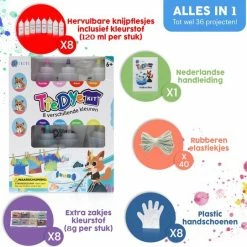 CREACOL Tie Dye Kit – 8 Kleuren 120 Ml – Tie Dye Set – Knutselen Meisjes - Sinterklaas Cadeautjes - 36+ Projecten -SolisVac Plus Shop 550x541 11