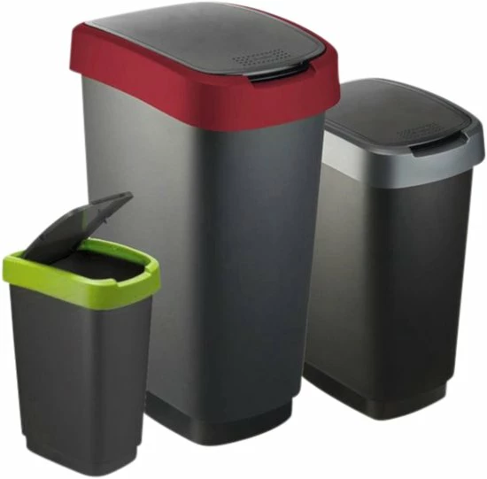 Rotho Twist Prullenbak- 50L - 60,2cm - Met Kanteldeksel - Zilver/Zwart 10 Rotho Twist Prullenbak- 50L - 60,2cm - Met Kanteldeksel - Zilver/Zwart - Afbeelding 10