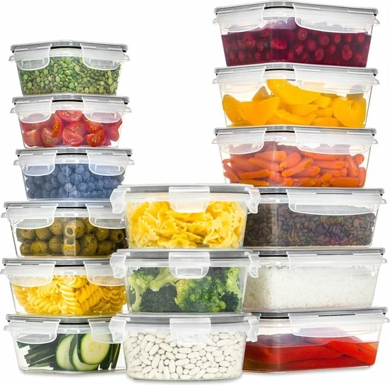 Vershoudbakjes - Meal Prep Bakjes - Lunchbox - Diepvriesbakjes - Vershouddoos - Vershoudbakjes Set - Plastic Bakjes - Voedselcontainer - Magnetron Bakjes Met Deksel - 16 Stuks - BPA Vrij - Stosh 1 Vershoudbakjes - Meal Prep Bakjes - Lunchbox - Diepvriesbakjes - Vershouddoos - Vershoudbakjes Set - Plastic Bakjes - Voedselcontainer - Magnetron Bakjes Met Deksel - 16 Stuks - BPA Vrij - Stosh