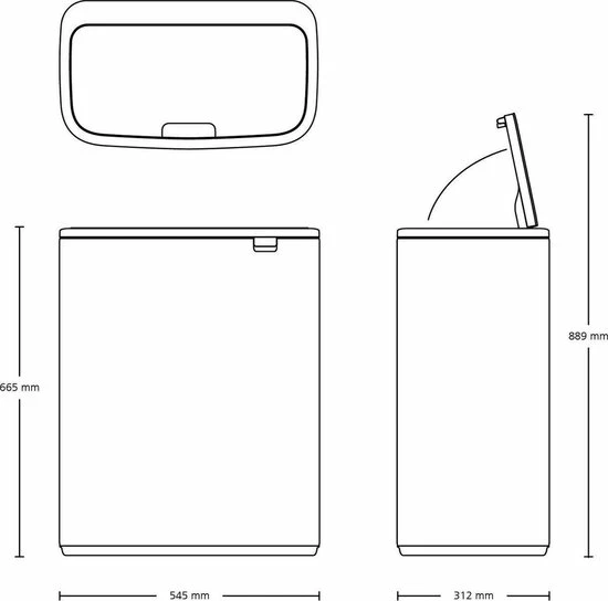 Brabantia Bo Touch Bin Prullenbak - 60 L - Matt Black 5 Brabantia Bo Touch Bin Prullenbak - 60 L - Matt Black - Afbeelding 5