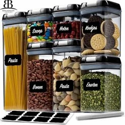 Grilla Voorraadpotten - Luchtdichte Deksels - 7 Stuks - Voorraadbussen - Kunststof