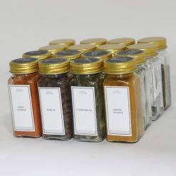 24 Glazen Kruidenpotjes Vierkant Met Deksel - Kruidenstrooier - Voorraadpotten - Keuken Organizer - Complete Set Met Strooideksels, Voorbedrukte & Blanco Stickers, Trechter En Stift - Inhoud 120 Ml - Goud 21 24 Glazen Kruidenpotjes Vierkant Met Deksel - Kruidenstrooier - Voorraadpotten - Keuken Organizer - Complete Set Met Strooideksels, Voorbedrukte & Blanco Stickers, Trechter En Stift - Inhoud 120 Ml - Goud -SolisVac Plus Shop 550x545 4