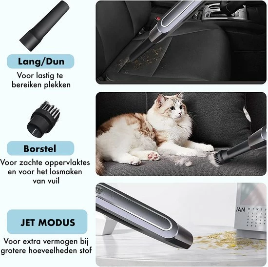 DynaBright Kruimeldief - Nat En Droog - Stofzuiger Zonder Zak - 6000PA - Vacuum Cleaner - USB Oplaadbaar - Kruimeldief Snoerloos - Stofzuiger - Met Stofzuigermond - Draadloos 4 DynaBright Kruimeldief - Nat En Droog - Stofzuiger Zonder Zak - 6000PA - Vacuum Cleaner - USB Oplaadbaar - Kruimeldief Snoerloos - Stofzuiger - Met Stofzuigermond - Draadloos - Afbeelding 4