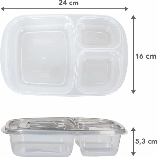Lock&Lock Meal Prep Bakjes - Diepvriesbakjes - Vershoudbakjes Set Met Deksel - Magnetron Bakjes - Met 3 Compartimenten - Stevig En Herbruikbaar - BPA Vrij - Set Van 6 Stuks - 965ml 8 Lock&Lock Meal Prep Bakjes - Diepvriesbakjes - Vershoudbakjes Set Met Deksel - Magnetron Bakjes - Met 3 Compartimenten - Stevig En Herbruikbaar - BPA Vrij - Set Van 6 Stuks - 965ml - Afbeelding 8