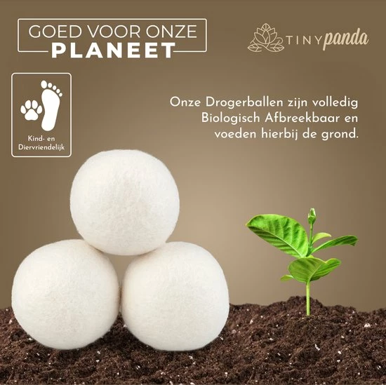 Droger Ballen XL 6 Stuks Inclusief Lavendelolie – Zero Waste Dryer Balls - Duurzaam – Wasverzachter – Herbruikbare Drogerballen – Droogt De Was Sneller – Tiny Panda 3 Droger Ballen XL 6 Stuks Inclusief Lavendelolie – Zero Waste Dryer Balls - Duurzaam – Wasverzachter – Herbruikbare Drogerballen – Droogt De Was Sneller – Tiny Panda - Afbeelding 3