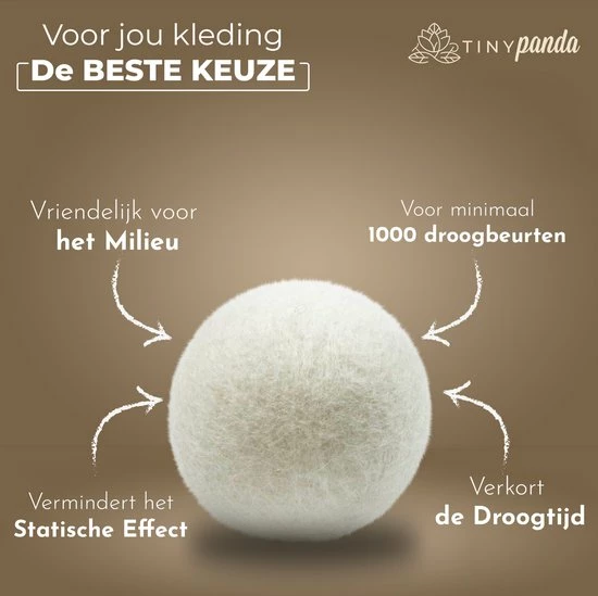 Droger Ballen XL 6 Stuks Inclusief Lavendelolie – Zero Waste Dryer Balls - Duurzaam – Wasverzachter – Herbruikbare Drogerballen – Droogt De Was Sneller – Tiny Panda 8 Droger Ballen XL 6 Stuks Inclusief Lavendelolie – Zero Waste Dryer Balls - Duurzaam – Wasverzachter – Herbruikbare Drogerballen – Droogt De Was Sneller – Tiny Panda - Afbeelding 8