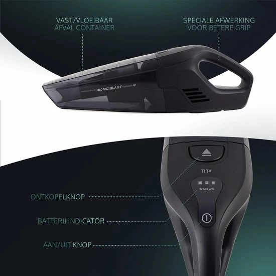 JAP Appliances JAP Tornado S1 - Kruimelzuiger Snoerloos - Nat En Droog 4 JAP Appliances JAP Tornado S1 - Kruimelzuiger Snoerloos - Nat En Droog - Afbeelding 4