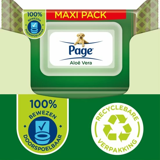 Page Vochtig Toiletpapier - 6 X 74 Stuks - Aloë Vera Maxi Vochtig Wc Papier - Voordeelverpakking 1 Page Vochtig Toiletpapier - 6 X 74 Stuks - Aloë Vera Maxi Vochtig Wc Papier - Voordeelverpakking