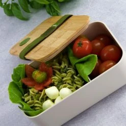 Homra Lunchbox BBOO Grey - Broodtrommel - 2 Compartimenten Brooddoos - Lunch To Go - FSC Bamboo - Duurzaam Kunststof - BPA Vrij - Lunchtrommel - Diepvriesbestendig -SolisVac Plus Shop 550x550 1178