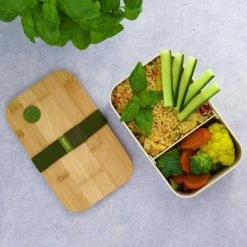 Homra Lunchbox BBOO Grey - Broodtrommel - 2 Compartimenten Brooddoos - Lunch To Go - FSC Bamboo - Duurzaam Kunststof - BPA Vrij - Lunchtrommel - Diepvriesbestendig -SolisVac Plus Shop 550x550 1180