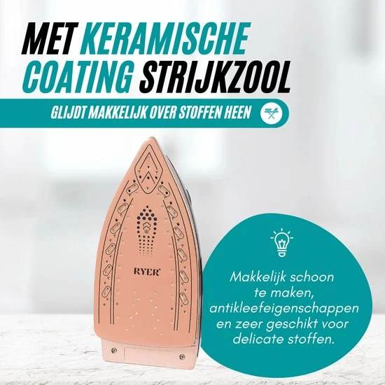 RYER Stoomstrijkijzer Met Stoomgenerator - Iron - Keramische Zoolplaat 2 RYER Stoomstrijkijzer Met Stoomgenerator - Iron - Keramische Zoolplaat - Afbeelding 2