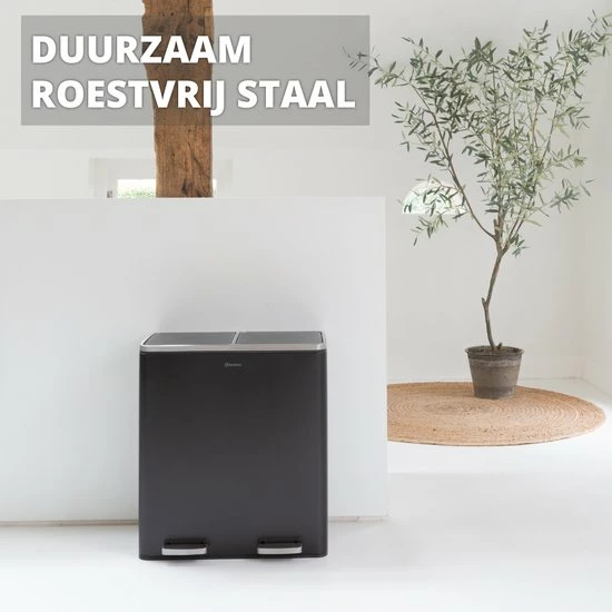 Duo Prullenbak 60 Liter Homra Quickx - 2-vaks Afvalscheidings Pedaalemmer Van Homra – 60 Liter (2x30 L) Vuilbak – Zwarte Afvalemmer Met 2 Vakken - RVS - Vuilnisbak Keuken - Hygiënisch Afval Scheiden - Zwart - Pedaal Prullenbak - Vuilnisemmer 4 Duo Prullenbak 60 Liter Homra Quickx - 2-vaks Afvalscheidings Pedaalemmer Van Homra – 60 Liter (2x30 L) Vuilbak – Zwarte Afvalemmer Met 2 Vakken - RVS - Vuilnisbak Keuken - Hygiënisch Afval Scheiden - Zwart - Pedaal Prullenbak - Vuilnisemmer - Afbeelding 4