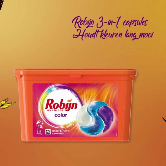 Robijn Wascapsules 3-in-1 Color 3 X 40 Stuks 2 Robijn Wascapsules 3-in-1 Color 3 X 40 Stuks - Afbeelding 2