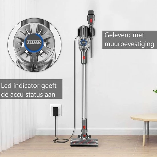 Steelstofzuiger Draadloos 200Watt Met 4 Verschillende Opzetstukken (draadloze Stofzuiger) Zedar S600 8 Steelstofzuiger Draadloos 200Watt Met 4 Verschillende Opzetstukken (draadloze Stofzuiger) Zedar S600 - Afbeelding 8