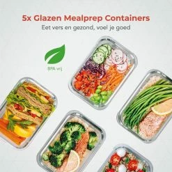 KitchenBrothers Meal Prep Bakjes - Luchtdicht - BPA Vrij - 1L - Glas - 5 Stuks -SolisVac Plus Shop 550x550 1278