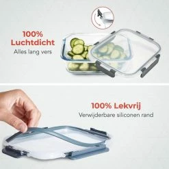 KitchenBrothers Meal Prep Bakjes - Luchtdicht - BPA Vrij - 1L - Glas - 5 Stuks -SolisVac Plus Shop 550x550 1280