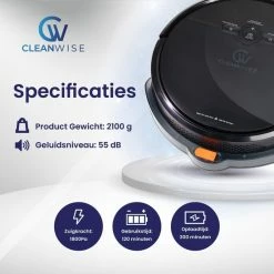 CleanWise - D2 Deluxe - Robotstofzuiger Met Dweilfunctie - Dweilrobot - Robot Stofzuiger - Stofzuiger Robot - Robotstofzuiger Met Laadstation - Black Friday 2022 -SolisVac Plus Shop 550x550 1293