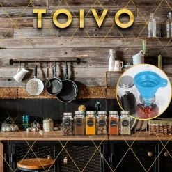 Toivo Kitchen 24 Kruidenpotjes Vierkant Met Strooideksel - Glas - Compleet Pakket Incl. Stickers, Stift En Accessoires - Kruidenstrooier - Strooibus - Strooier -SolisVac Plus Shop 550x550 1299