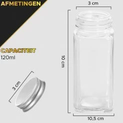 Toivo Kitchen 24 Kruidenpotjes Vierkant Met Strooideksel - Glas - Compleet Pakket Incl. Stickers, Stift En Accessoires - Kruidenstrooier - Strooibus - Strooier -SolisVac Plus Shop 550x550 1301