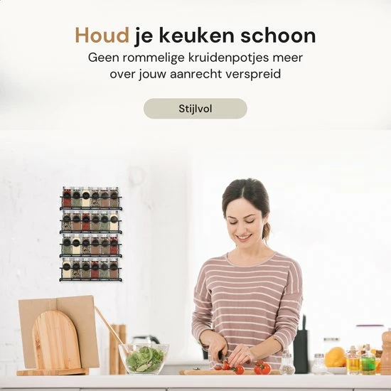 Comforder Kruidenrek Ophangbaar - Kruiden Organizer - 4 Kruidenrekken - Voor 24 Kruidenpotjes - Zwart 3 Comforder Kruidenrek Ophangbaar - Kruiden Organizer - 4 Kruidenrekken - Voor 24 Kruidenpotjes - Zwart - Afbeelding 3